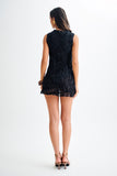 Adella Gathered Mini Dress - Black
