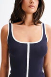 Becky Contrast Knit Top - Navy & Ivory