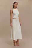 Brigette Boat Neck Longline Top - Ivory