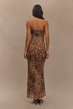 Breanna Strapless Chiffon Maxi Dress - Leopard Print
