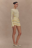 Amy Pointelle Bell Sleeve Cardigan - Lemon