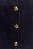 Bethany Short Sleeve Buttoned Denim Top - Washed Indigo Blue