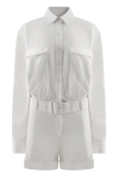 Adia Linen Belted Playsuit - White