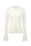Amy Pointelle Bell Sleeve Cardigan - Ivory