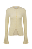 Amy Pointelle Bell Sleeve Cardigan - Lemon