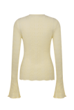 Amy Pointelle Bell Sleeve Cardigan - Lemon