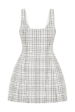 Beth Tweed Mini Dress - White Check