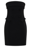 Abbie Strapless Suiting Mini Dress - Black