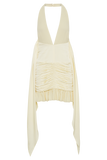 Ambrosi Satin Chiffon Mini Dress - Lemon Sherbet