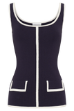 Becky Contrast Knit Top - Navy & Ivory