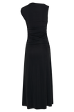 Navanna Asymmetric Slinky Midi Dress - Black