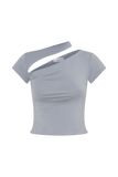 Aurelie Cut Out Short Sleeve Top - Slate Grey