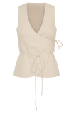 Brandi Linen Sleeveless Wrap Top - Wheat Marle