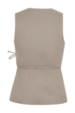 Brandi Linen Sleeveless Wrap Top - Pebble
