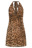 Ashley Chiffon Mini Dress - Leopard Print