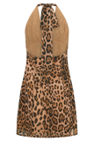 Ashley Chiffon Mini Dress - Leopard Print