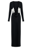 Bennett Slinky Long Sleeve Maxi Dress - Black/White