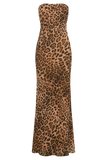 Breanna Strapless Chiffon Maxi Dress - Leopard Print