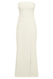 Abbie Strapless Suiting Maxi Dress - Ivory