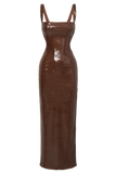 Adoria Sequin Cut Out Maxi Dress - Chocolate