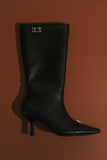 Astra Faux Leather Buckle Boot - Black