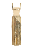 Adoria Sequin Cut Out Maxi Dress - Gold