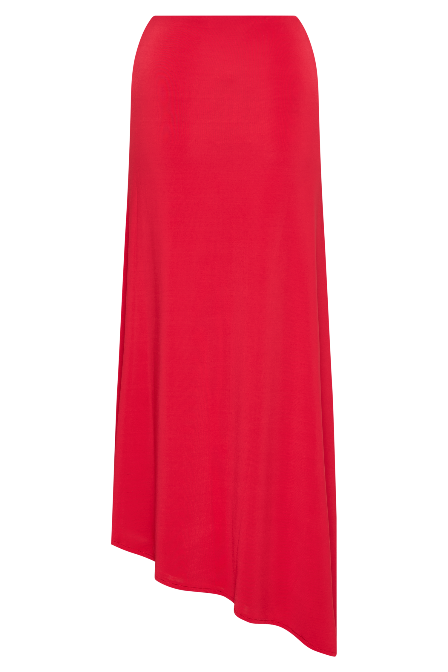 Bea Asymmetrical Slinky Maxi Skirt - Pomegranate