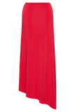 Bea Asymmetrical Slinky Maxi Skirt - Pomegranate