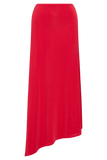 Bea Asymmetrical Slinky Maxi Skirt - Pomegranate