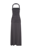 Bentley Peached Jersey Halter Maxi Dress - Charcoal