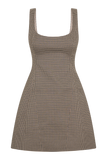 Beth Mini Dress - Tan Check