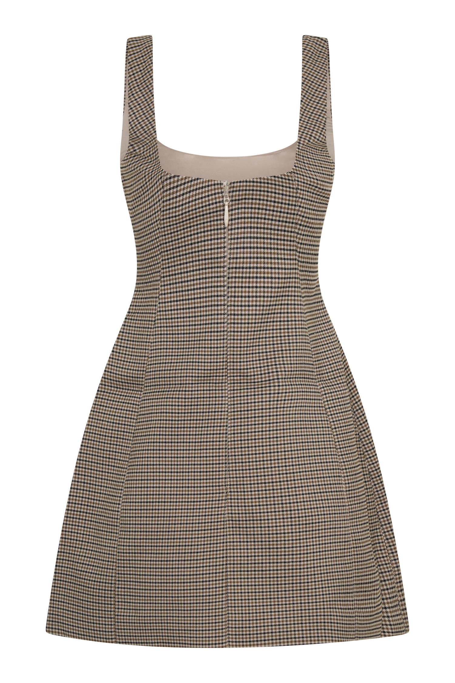 Beth Mini Dress - Tan Check