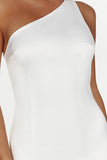 Harper One Shoulder Gown - White