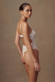 Daisy Lace Mesh Bodysuit - White