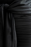 Ambrosi Satin Chiffon Mini Dress - Black