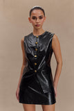 Coralia Faux Leather Bubble Mini Skirt - Black