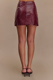 Coralia Faux Leather Bubble Mini Skirt - Cherry Red