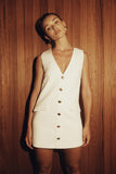 Florentina Sleeveless Suiting Mini Dress - Ivory
