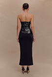 Allana Faux Leather Strapless Top - Black