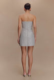 Gala Strapless Tweed Mini Dress - Silver