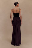 Roxanne Velvet Corset Maxi Dress - Cacao Brown