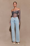 Garcelle Diamante Off Shoulder Top - Gunmetal