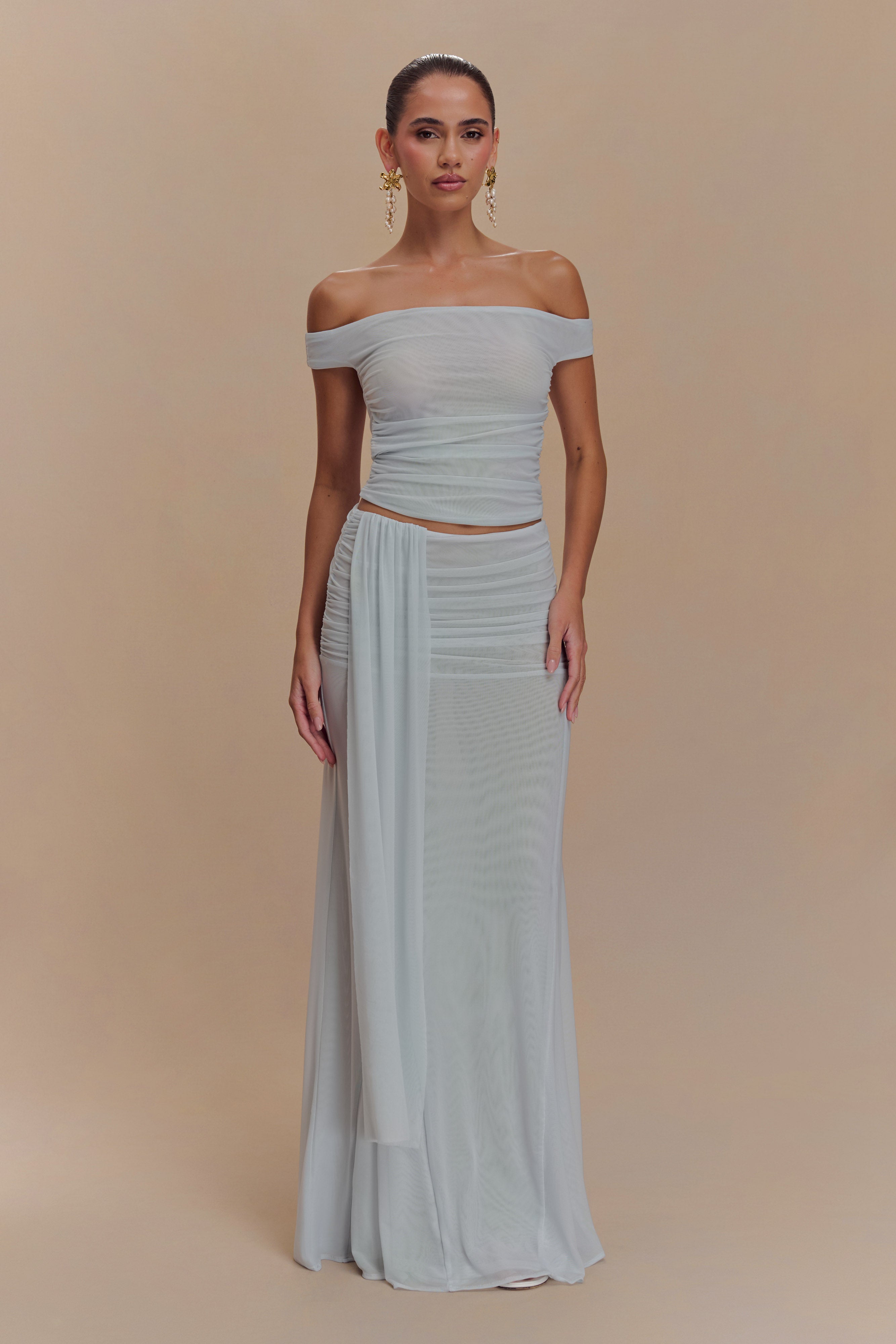 Brooklyn Mesh Crop Top - Pale Blue