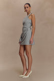 Dorian Twist Shoulder Mini Dress - Charcoal Marle