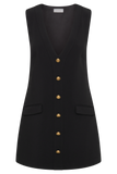 Florentina Sleeveless Suiting Mini Dress - Black