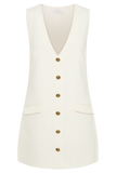 Florentina Sleeveless Suiting Mini Dress - Ivory
