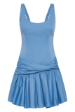 Alvara Cotton Puffy Mini Dress - Iris Blue