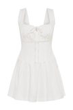 Donna Cotton Ruched Mini Dress - White
