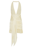 Ambrosi Satin Chiffon Mini Dress - Lemon Sherbet