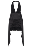Ambrosi Satin Chiffon Mini Dress - Black